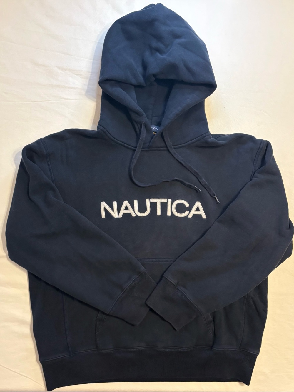Nautica Spell Out Logo Hoodie Navy Blue size L